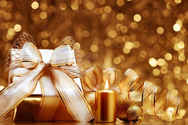 istock Golden christmas gift with decoration 175199899