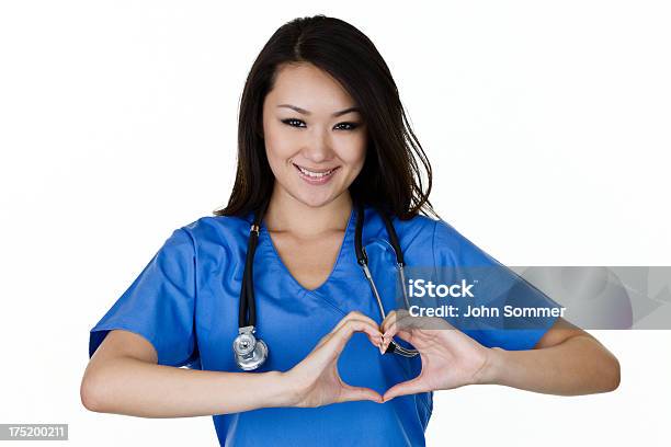 Alegre Personal De Enfermería Foto de stock y más banco de imágenes de Símbolo en forma de corazón - Símbolo en forma de corazón, Personal de enfermería, Enfermera