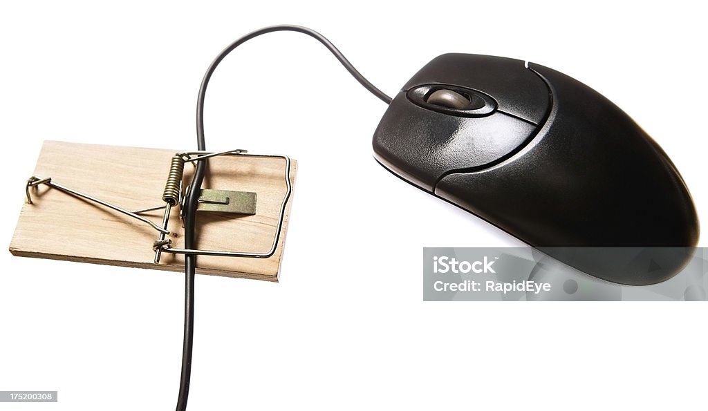 Ratoeira capturas moderno roedor: Um computador mouse! - Foto de stock de Arame royalty-free