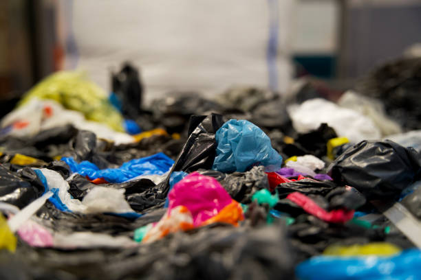 istock Stack of plastic residual mix waste in a plastic recycling factory 1752009108