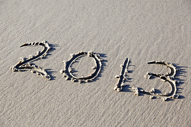 nowy rok 2013 # 1 xxxl - 2013 beach sand new years day zdjęcia i obrazy z banku zdjęć