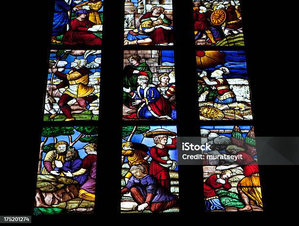 Stained Glass Window In A Duomo Cathedral Milano Stock Photo - Download Image Now - Abstract, Religion, Stained Glass