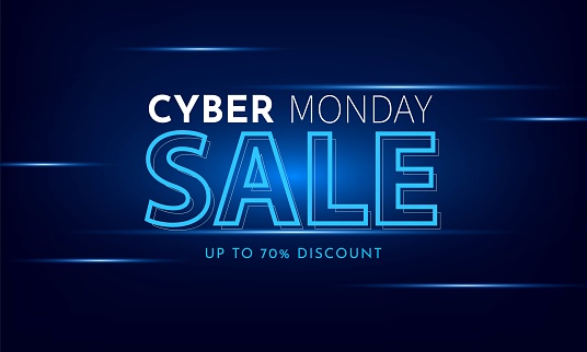 Cyber monday sale background. Cyber monday background for promotion, special offer. Advertising banner, shopping website template. Vector illustration