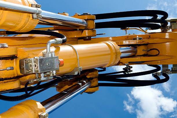 Excavator Detail on Excavator. hydraulic platform stock pictures, royalty-free photos & images