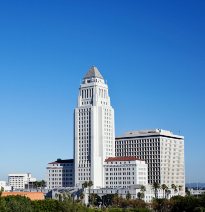 LA City Hall on a sunny day