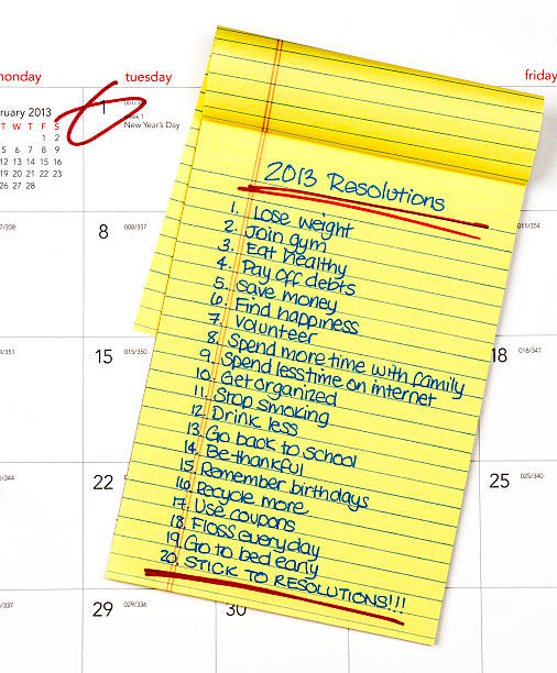 새해 결의안 - dieting planning calendar event 뉴스 사진 이미지