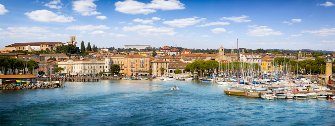 Holidays in Italy -  scenic view of the historical and tourists town of Desenzano del Garda at Garda lake