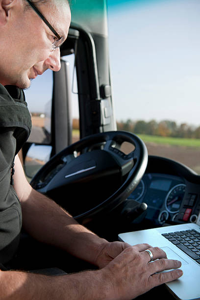 istock Truck driver working with laptop 175202435