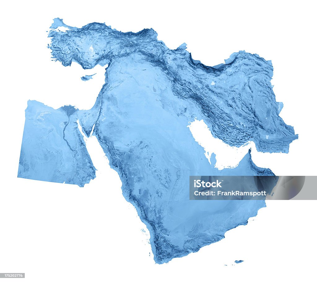 Carte topographique isolé Moyen-Orient - Photo de Carte libre de droits