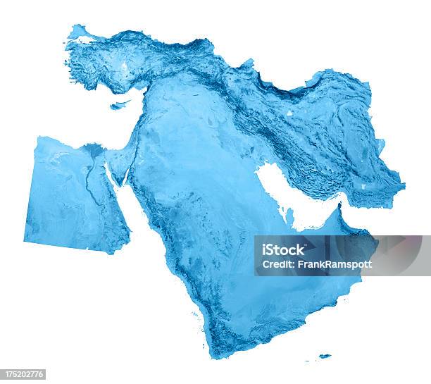 Mappa Topografica Isolato Medio Oriente - Fotografie stock e altre immagini di Carta geografica - Carta geografica, Medio Oriente, Arabia Saudita