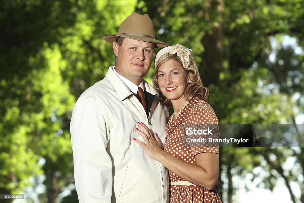 1940s Husband and Wife A husband and wife dressed up in 1940s style clothing. 1940-1949 Stock Photo