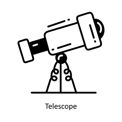 Telescope doodle Icon Design illustration. Space Symbol on White background EPS 10 File