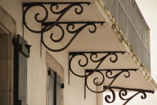 istock Stunning perspective of a building with decorative ironwork brackets in Saint Jean de Luz, France 1752037455
