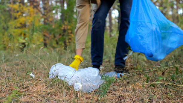 istock Young man takes action collecting garbage in forest 1752037608