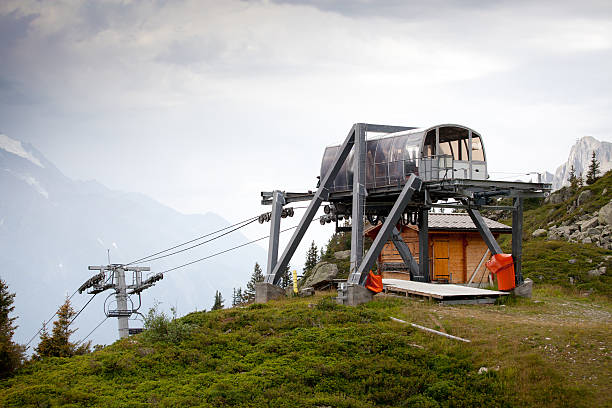 istock Alpine chair lift station 175204591