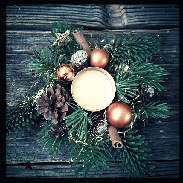 Christmas decoration on the wood background.