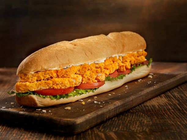 pies de largo de buffalo chicken ranch sub - sandwich turkey gourmet fast food fotografías e imágenes de stock