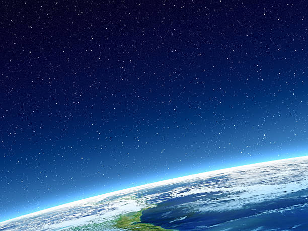 istock Stars and blue Planet Earth with horizon in deep space 175205080