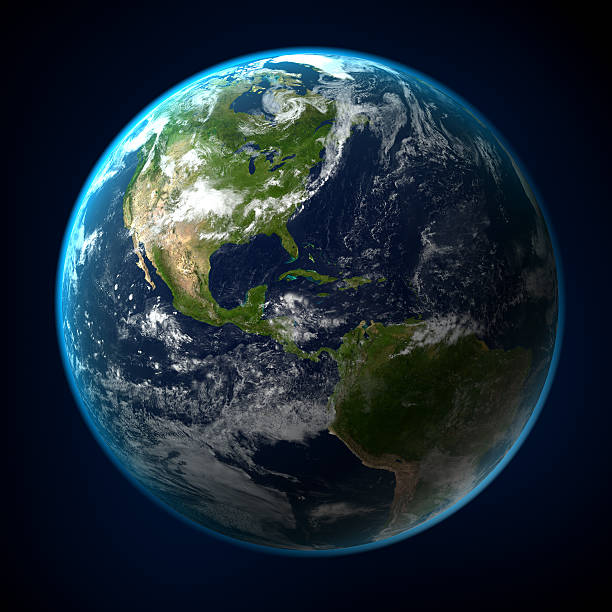 View of Earth from space with clipping path Planet Earth - ultra high resolution with atmosphere simulation and clouds. Clipping path included._________INSPECTOR_______Earth map developed from source data on:http://visibleearth.nasa.gov/view_cat.phpcategoryID=1484 hemisphere stock pictures, royalty-free photos & images