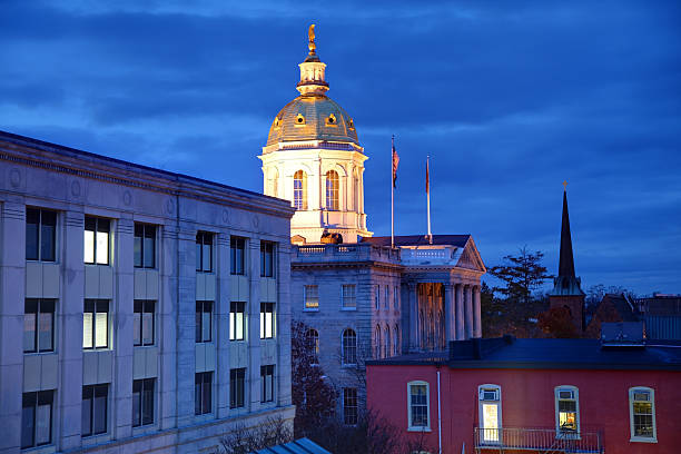 New Hampshire State House New Hampshire State House is the state capitol building of New Hampshire, located in Concord.  The building was built in 1816–1819 by architect Stuart Park using smooth granite blocks in a Greek Revival style. Concord is known for its wide range of architectural styles, theater, museums and art galleries concord new hampshire stock pictures, royalty-free photos & images