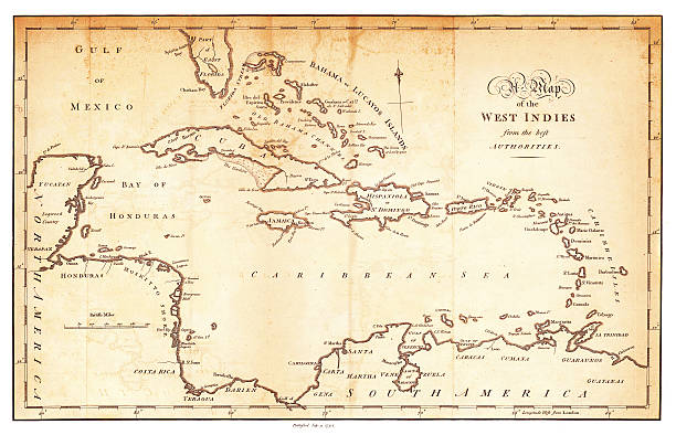 west indies antique map 1794 an old map of the West Indies form 1794 barbados map stock illustrations