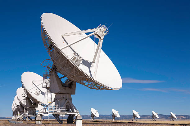 VLA outer space radio telescope array VLA - Very Large Array radio telescope operated by the NRAO National Radio Astronomical Observatory, near Socorro, New Mexico, USA satellite dish photos stock pictures, royalty-free photos & images