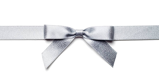 istock Silver Gift Bow and Ribbon Isolated with Clipping Path 175205815