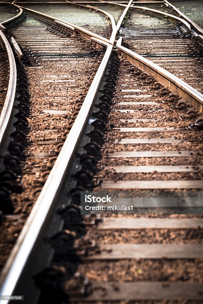 Поезд линии переход - Стоковые фото Балласт роялти-фри