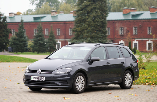 Belarus, Minsk -21.10.2023:Volkswagen Golf MK7 combi parked in the parking lot.