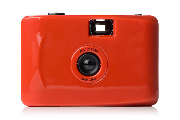 istock Red toy 35mm film camera isolated on a white background 175207398