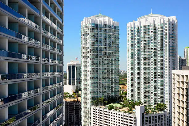 Luxurious condominiums with a roof top swimming pool and garden creates an urban landscape.