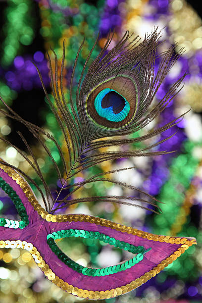 maschera con piume - mardi gras carnival peacock mask foto e immagini stock