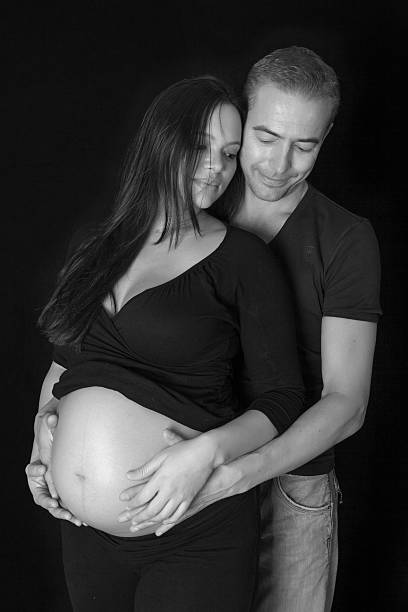 istock Pregnant couple, in black and white 175208372