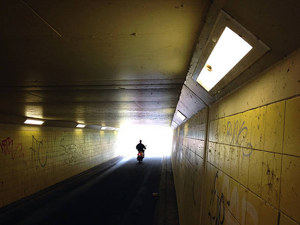 istock Motorcyclist in tunnel 175208623