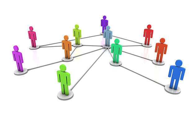 réseau social - people in a row people organization chart three dimensional shape photos et images de collection