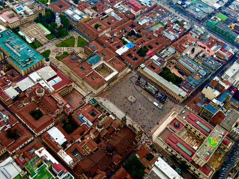 A photograph taken with a Mavic Air 2 drone from the center of Bogotá.