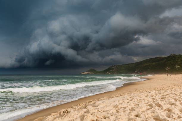 istock Scenic beach with stormy clouds. Mole beach in Florianopolis 1752094787