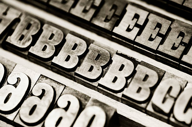 Letterpress block letters stock photo