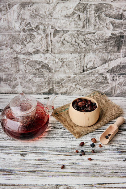 istock Natural rustic organic vitaminized berry tea. Tea collection of mountain berries 1752102819