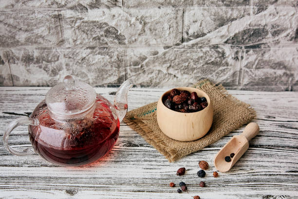 istock Organic rosehip, blueberry, red chokeberry, cranberry herbal tea. Vitaminized, immune boosting tea 1752103356