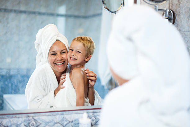 istock Mother and child after bath 175210389