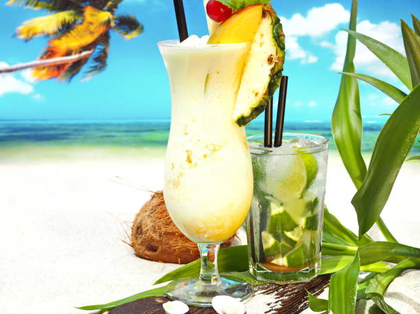 istock Pina Colada - Coconut Cocktail on tropical Background 1752108554