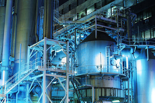 industrie chimique - industry landscaped oil industry powder blue photos et images de collection