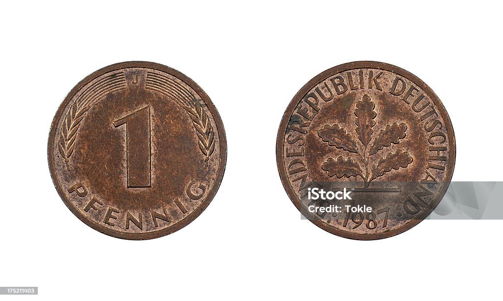 Ein Pfennig-Münze, Deutschland, 1987 - Lizenzfrei 1987 Stock-Foto