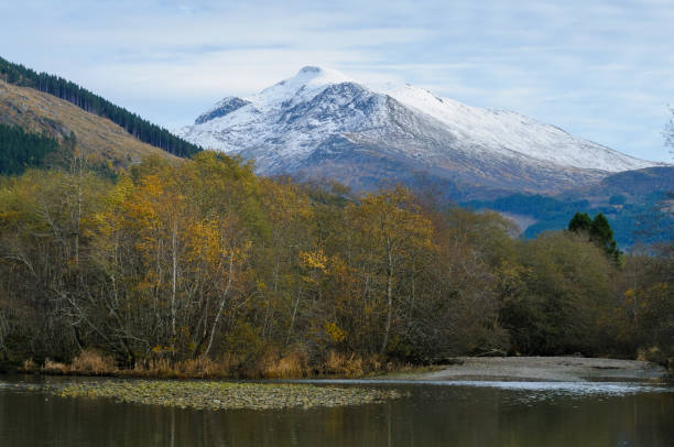 istock autumn-colored trees by the river and high snow-covered mountains 1752116374