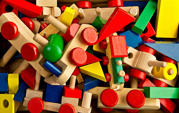 istock Wooden Toy Train and Building Blocks Background 175211656