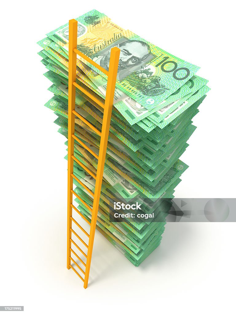 Geld tower mit Leiter. Australische Dollar. - Lizenzfrei Australasiatische Währung Stock-Foto