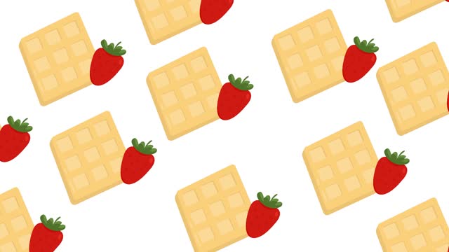 Waffles levitating with strawberry.