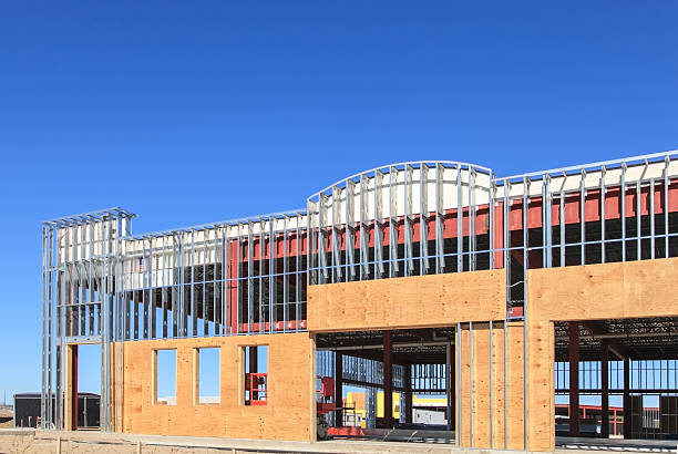 Construction site of new commercial building stock photo