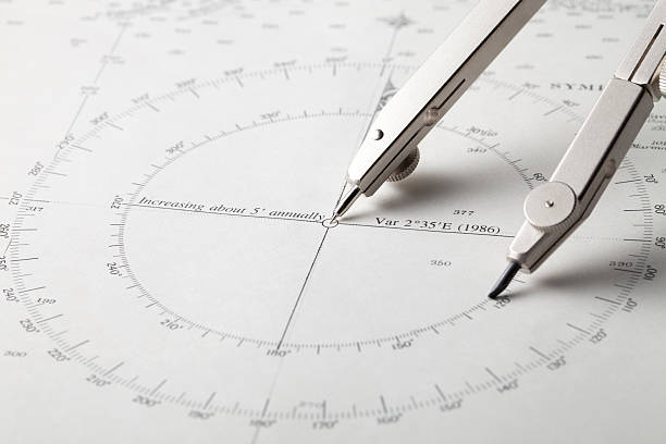 carte marine avec boussole - compass drawing compass map cartography photos et images de collection